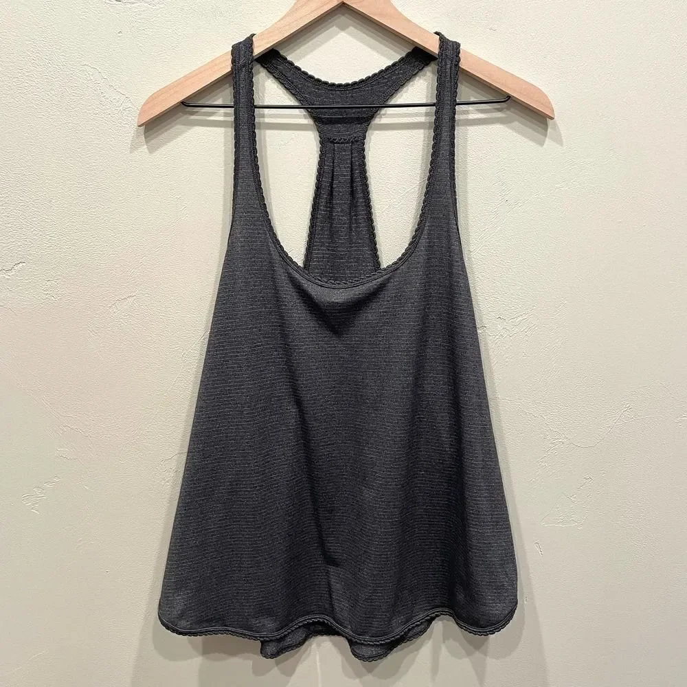 Lululemon Dark Heather Gray Stripe Racerback Tank Top